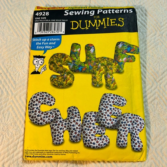 Simplicity 4928 Pattern Alphabet Pillows Sewing Patterns for Dummies Uncut 2003 - Picture 1 of 9